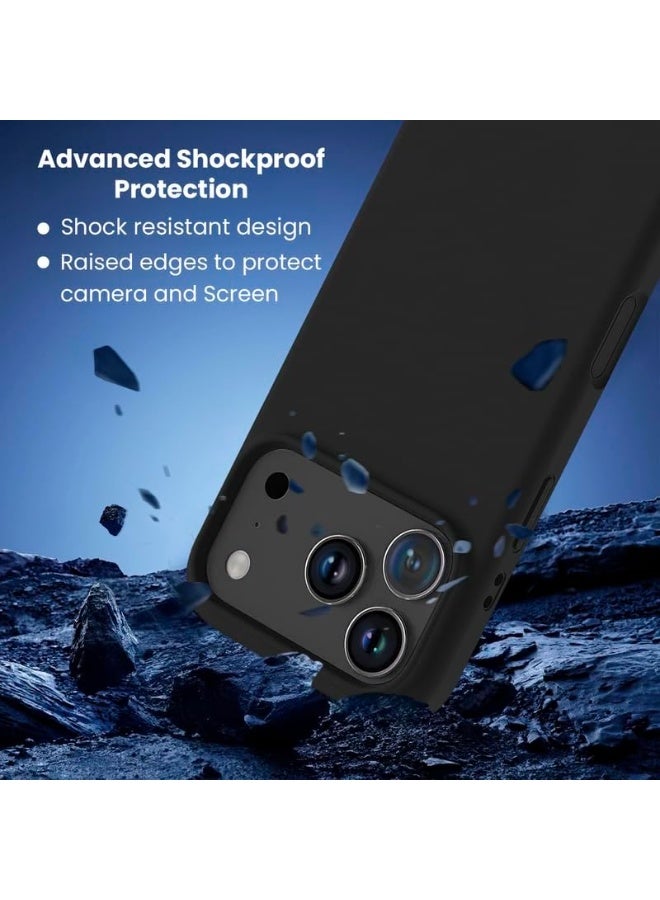 Liquid Silicon iPhone 17 Pro  Case Slim-Soft Shockproof Protective with Microfiber Lining iPhone 17 Pro 2025 Silicon Case - Black - Image 3