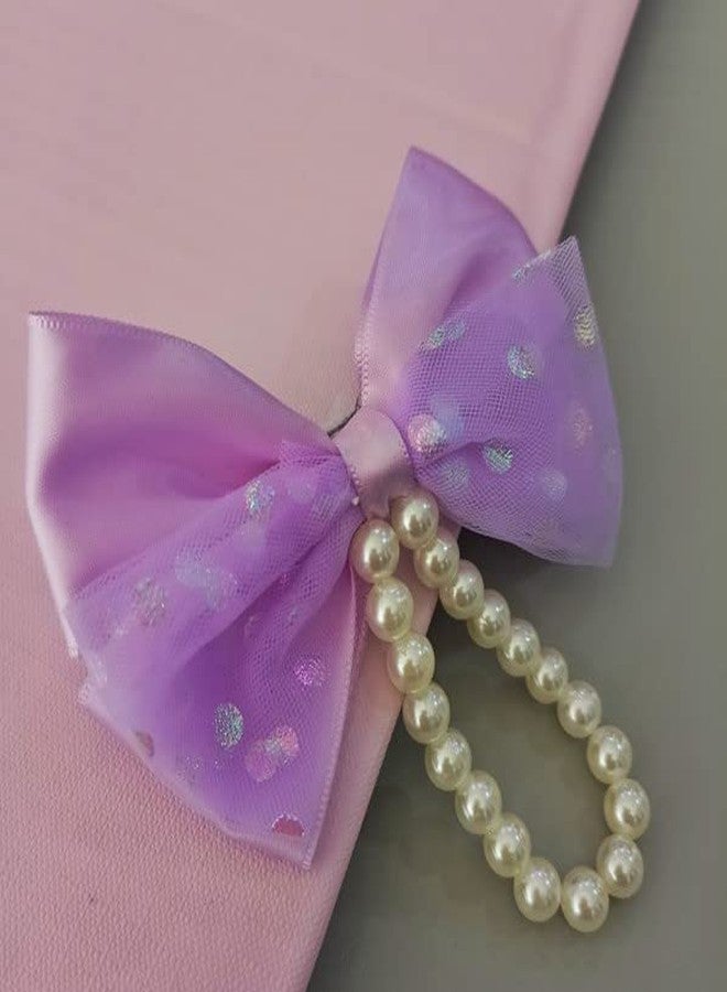 RedChimes ANNACREATIONS Baby Girls Hair Bow Clips set ribbon Hair Pins with Pearl Toddlers Barrettes Hair Accessories (Style-2) - Image 4