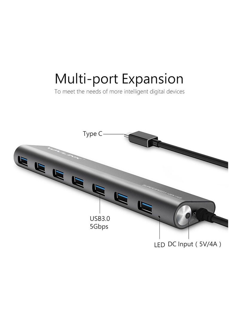 واف لينك محول Wavlink USB-C إلى USB 3.0 بـ 7 منافذ من الألومنيوم - Image 4