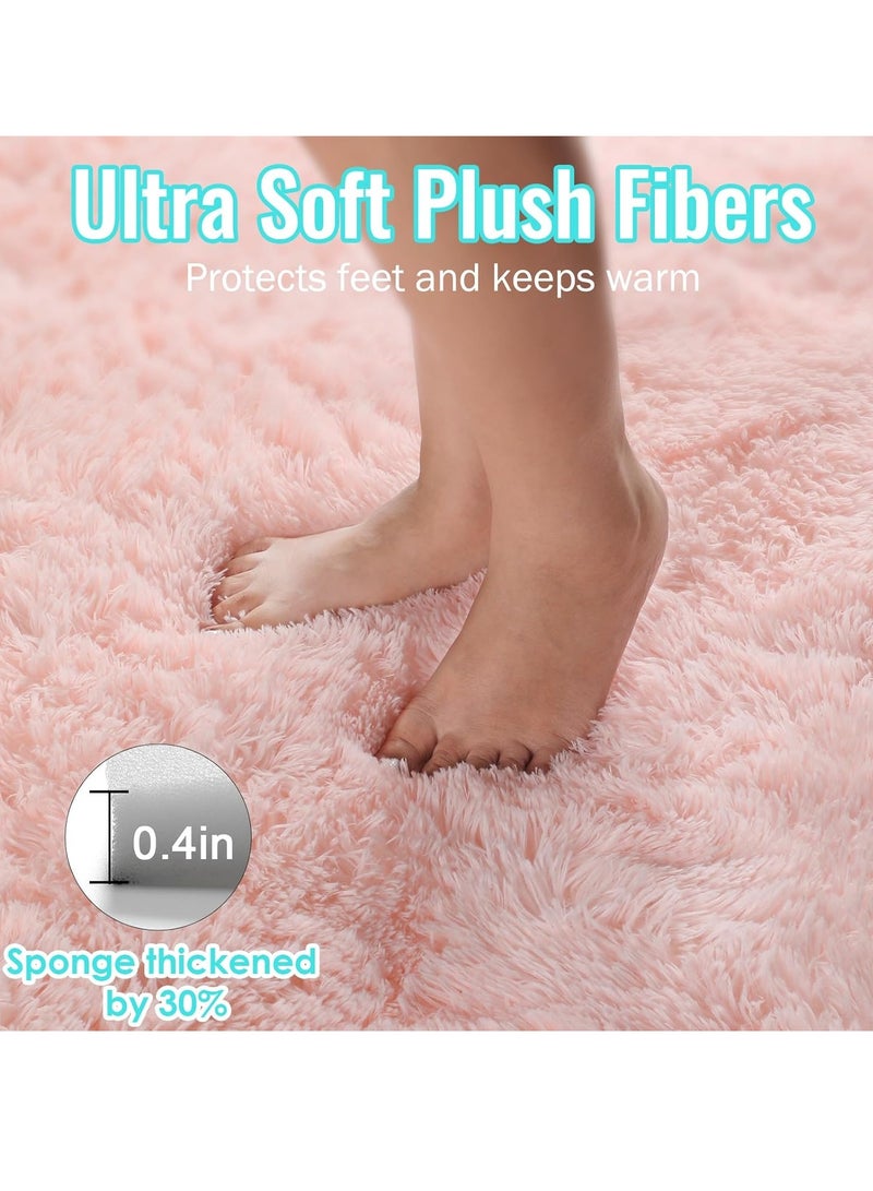 أونليماي فقط سجادة دائرية وردية فاتحة بطول 4 أقدام لغرفة نوم البنات، سجاد دائري ناعم لديكور غرفة الأطفال، سجادة ناعمة وناعمة لغرفة الأطفال، سكن الطلاب، الفصل الدراسي، غرفة اللعب، المراهقات، الأطفال، قابلة للغسل - Image 3