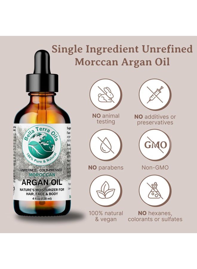 Bella Terra Oils Argan Oil 16 oz - Cold-Pressed & Authentic, Hailing from Morocco's Argan Forests, Ideal Body & Face Oil, Keeps Frizz at Bay - Image 4