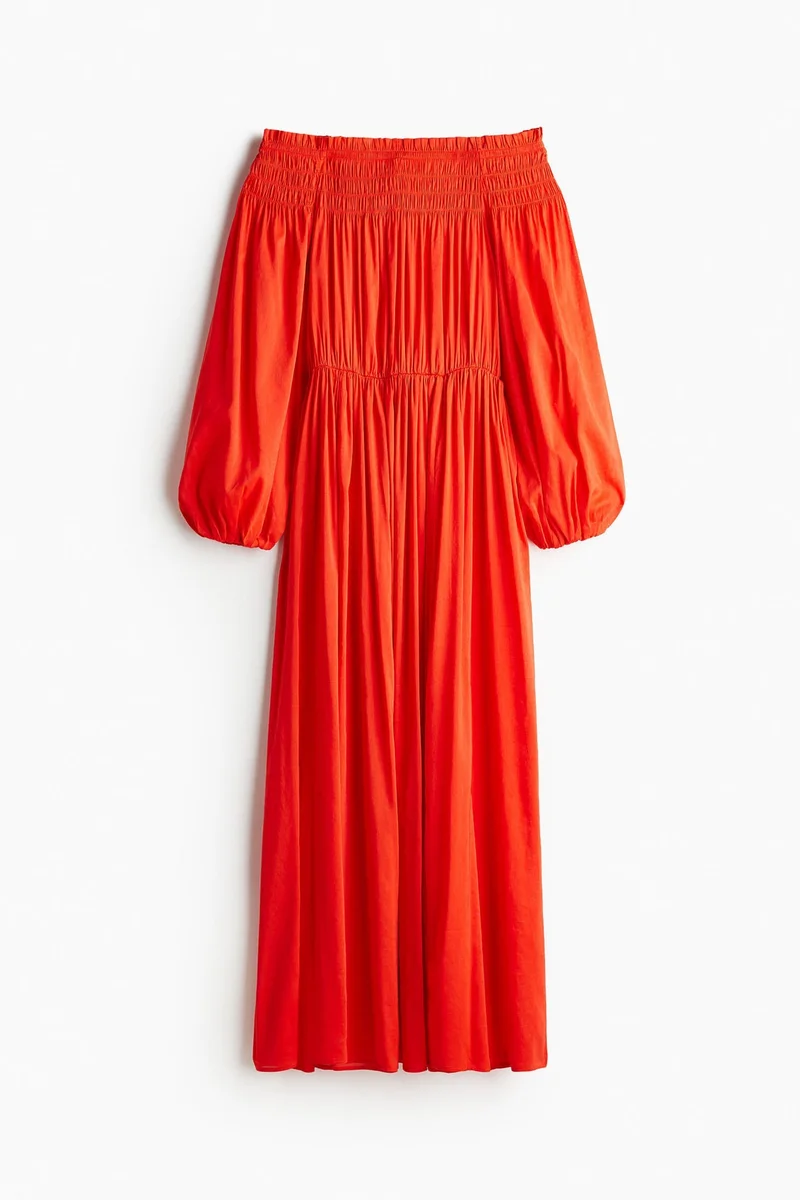 H&M Smock-Topped Off-The-Shoulder Dress