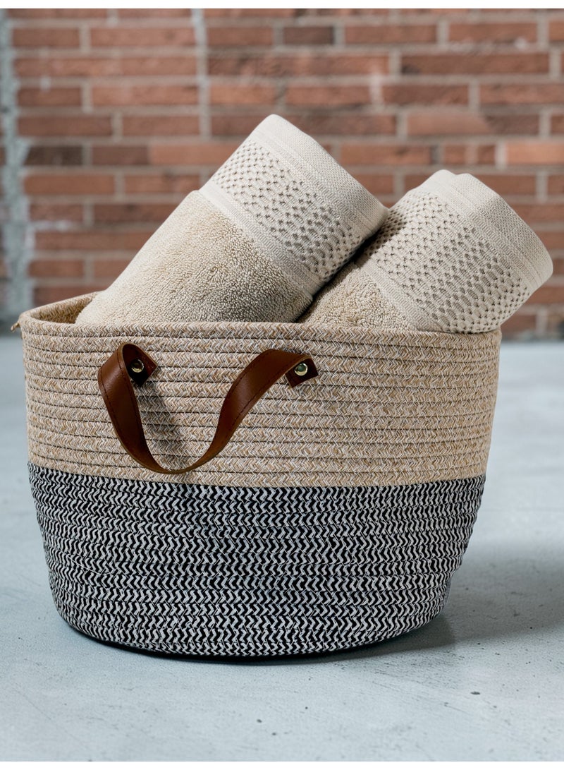 Baltic Linen Cascade Towel Set Pack of 2 | Bath Towel 70x140cm & Hand Towel 50x90cm | 100% Cotton 750 GSM | Beige - Image 3