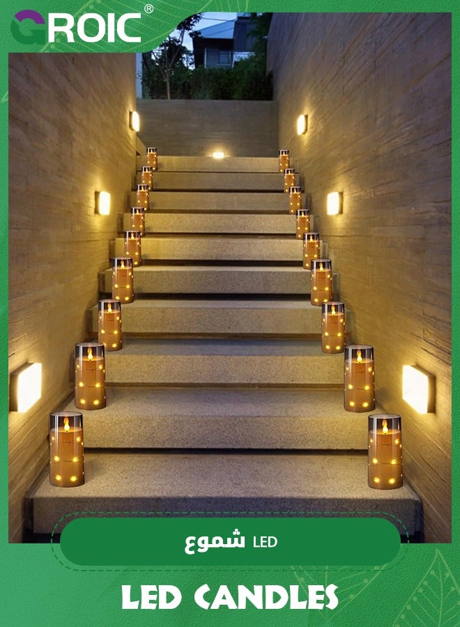 جرويك 3 Pcs Flameless LED Candles with Remote Timer,Flickering Flameless Candles for Romantic Ambiance and Home Decoration Stable Acrylic Shell,Embedded String Lights LED Candles - Image 4