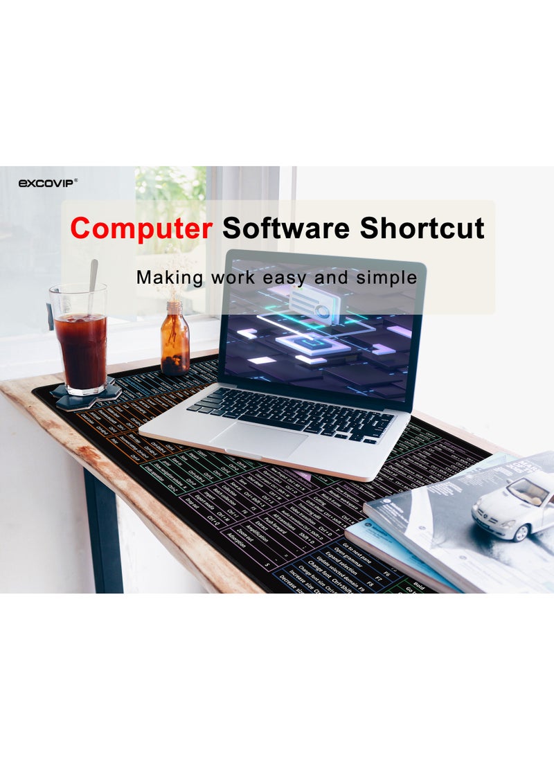 excovip - Large Gaming Mouse Pad, Long XXL Mousepad, Shortcut Mouse Pad, Extended Computer Mouse Pad/Desk Mat with Stitched Edges for Gamer, Office, Home (900x400mm) SA8425 - Image 1