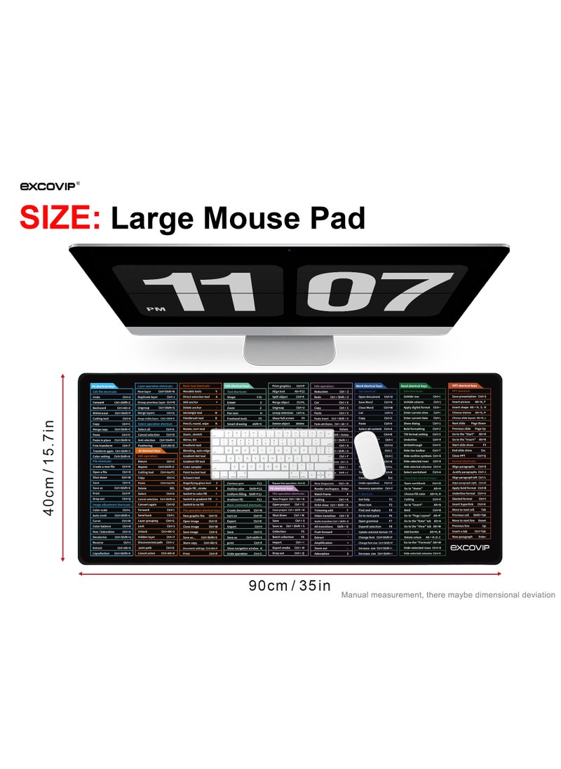 excovip - Large Gaming Mouse Pad, Long XXL Mousepad, Shortcut Mouse Pad, Extended Computer Mouse Pad/Desk Mat with Stitched Edges for Gamer, Office, Home (900x400mm) SA8425 - Image 1