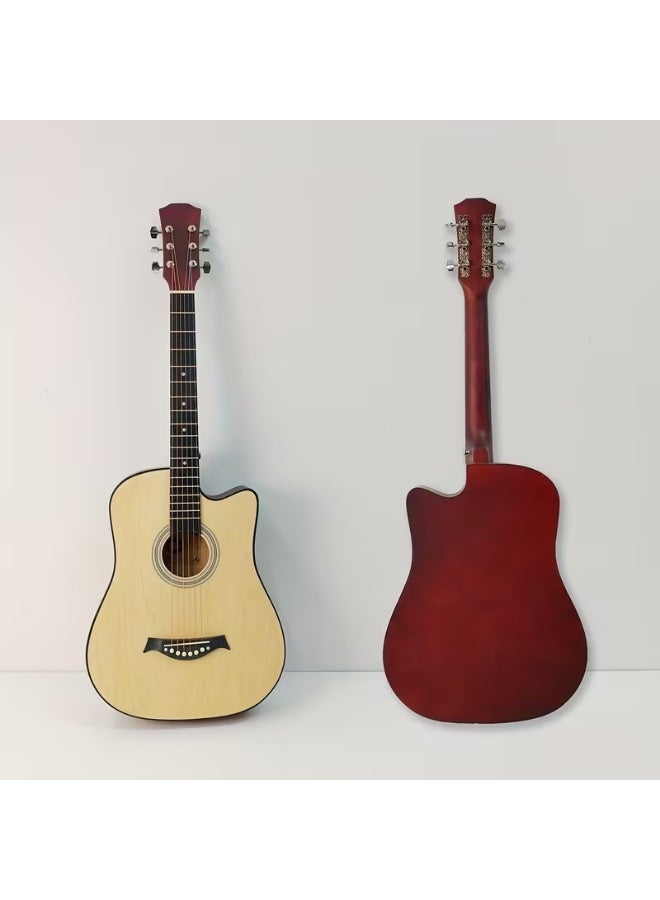 Megarya 38 inch Acoustic Guitar for Beginners, Includes Gig Bag, Strap, Picks, and Capo (Natural) - Image 3