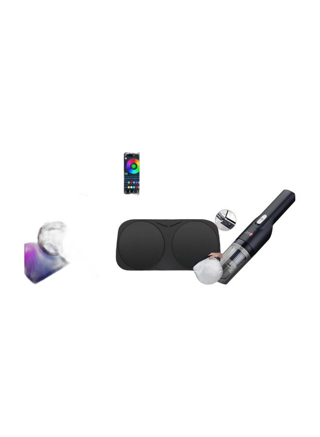 DLC مكنسة سيارة لاسلكية + واقي شمس قابل للطي مع حقيبة تخزين + شريط LED مرن 2م مع تحكم عن بعد وتطبيق - Image 1