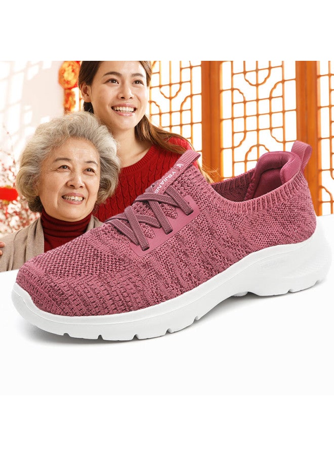 Egchi Elderly Shoes Zuli Casual Walking Shoes Soft Sole Slip-on Dad Mom Shoes Ys31106 Pink Size 37 - Image 1