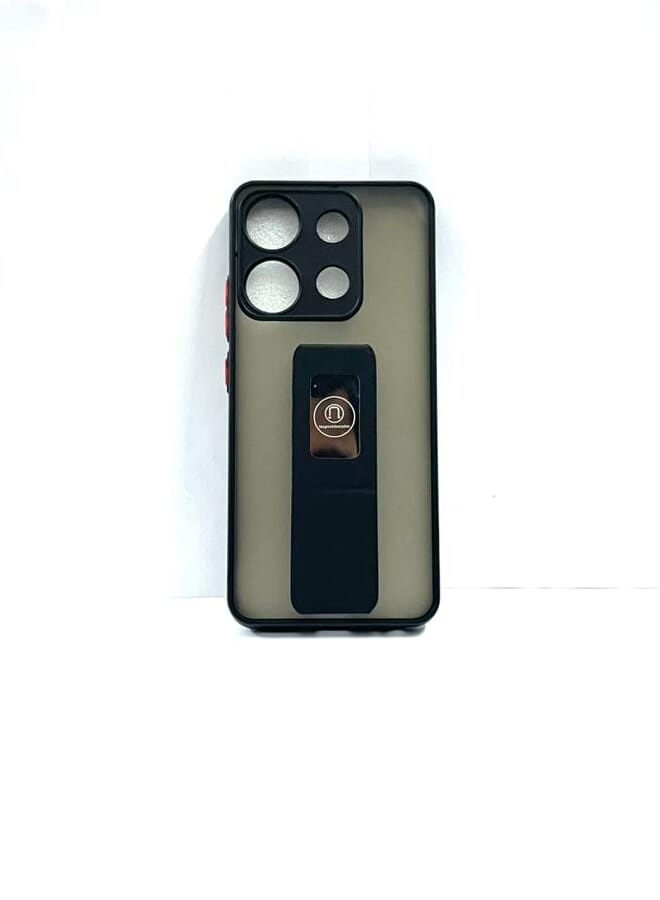 Case Cover For Infinix Spark Go 2023 With Magnetic Hand Grip Clear/Black - Image 1