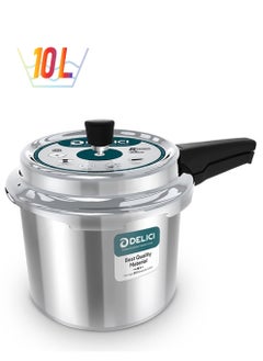 10Liters Dripless 10-Litre Pressure Cooker (ADPC10E) - Premium Virgin Aluminium, Smart Spillage Control, High Thermal Heating, Quality Regulator, Leak-Free Lid, Heat-Proof Handle, Anti-Bulging Bottom Silver