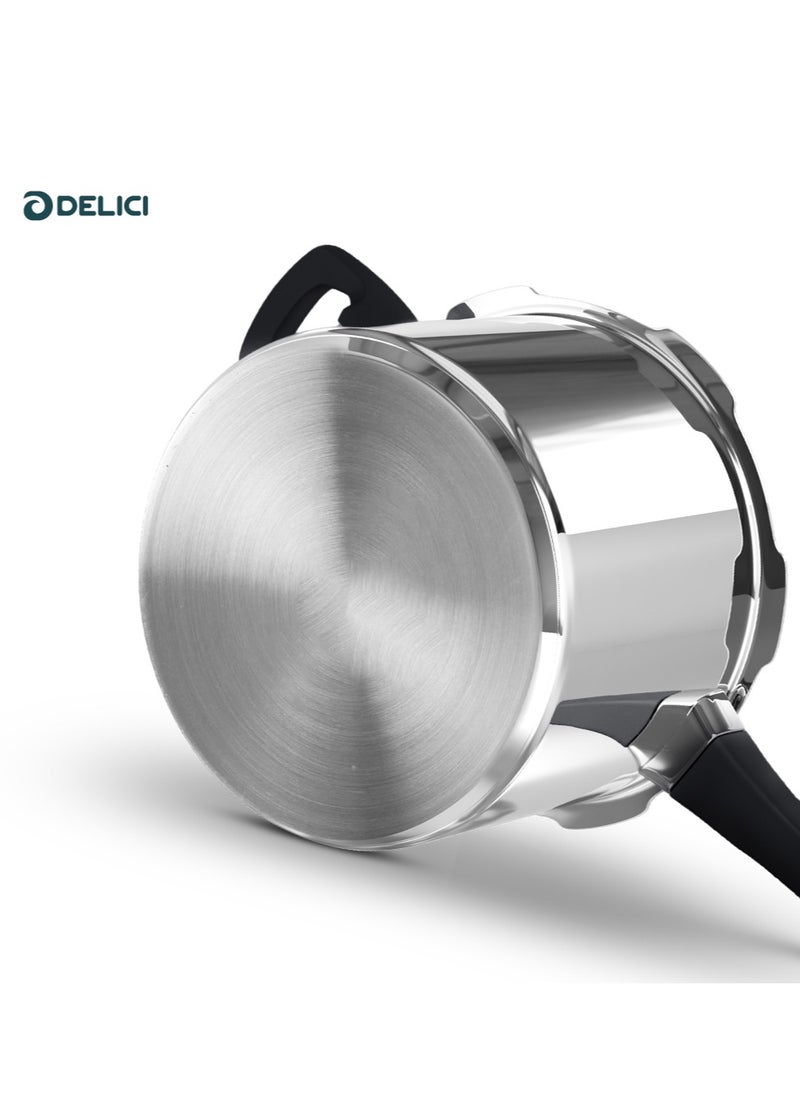 DELICI - 10Liters Dripless 10-Litre Pressure Cooker (ADPC10E) - Premium Virgin Aluminium, Smart Spillage Control, High Thermal Heating, Quality Regulator, Leak-Free Lid, Heat-Proof Handle, Anti-Bulging Bottom Silver - Image 1