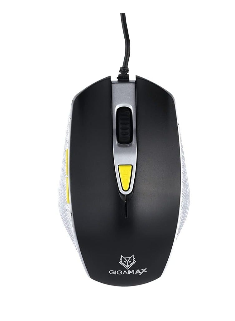 Gigamax Gigamax Gm3000 Mouse 6 Key 2400Dpi Gaming Mouse Usb - Black Silver - Image 1