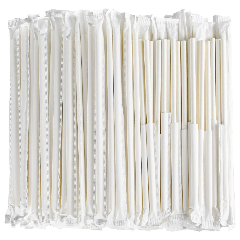 1000 Counts White Paper Straws Wrapped Individually for Drinking  775 x024  Restaurant Pack