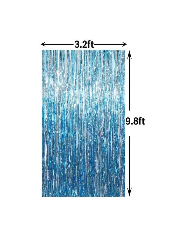 GOER 3.2 Ft X 9.8 Ft Metallic Tinsel Foil Fringe Curtains Party Photo Backdrop Party Streamers For Birthday Graduation New Year Eve Decorations Wedding Decor (Light Blue 1 Pack)  - Image 5