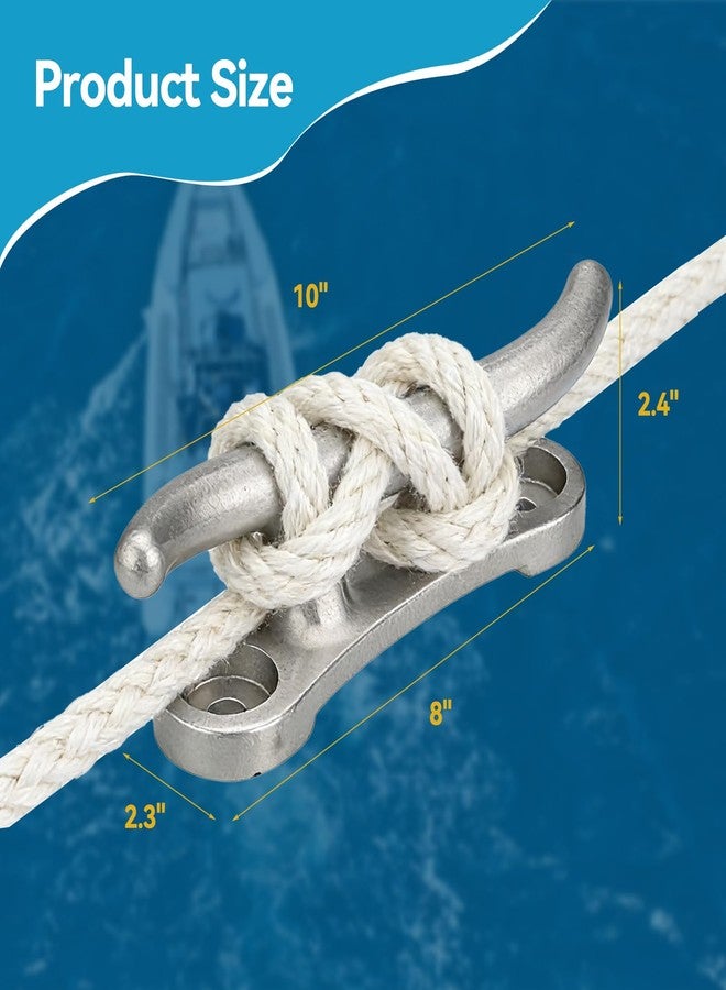 HSOKEW 10 Inch Aluminum S-Style Dock Cleat, Heavy Duty Boat Mooring Cleats with Recessed Mounting Holes, Marine Grade Corrosion Resistant S-Curve Rope Cleats for Kayaks, Jet Skis, Docks (2) - Image 2