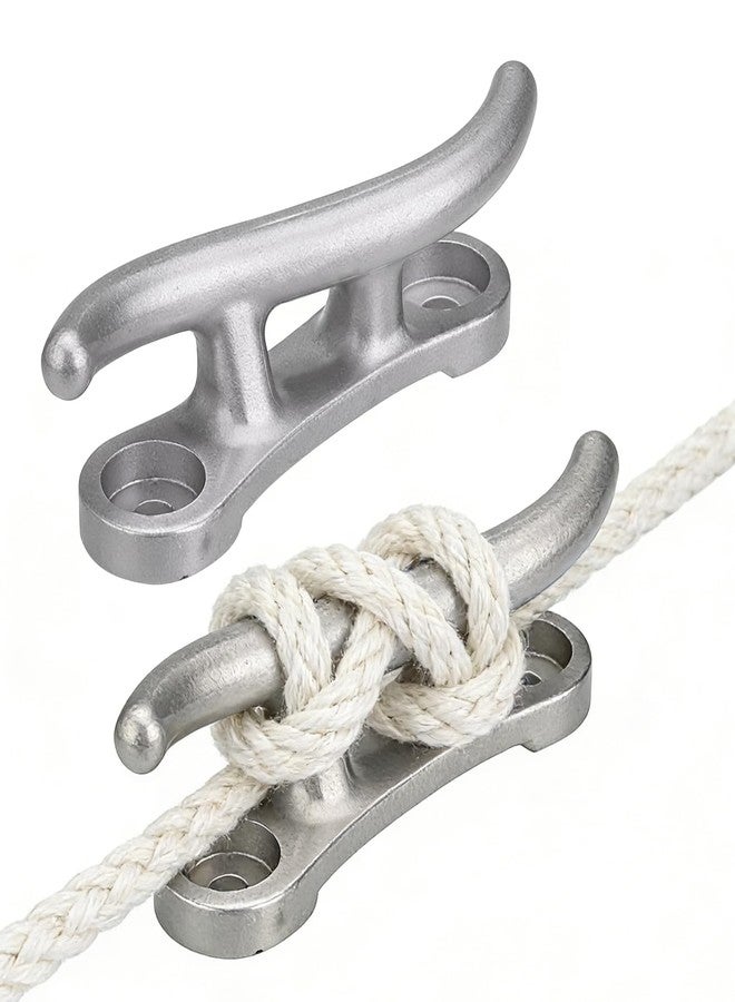 HSOKEW 10 Inch Aluminum S-Style Dock Cleat, Heavy Duty Boat Mooring Cleats with Recessed Mounting Holes, Marine Grade Corrosion Resistant S-Curve Rope Cleats for Kayaks, Jet Skis, Docks (2) - Image 1