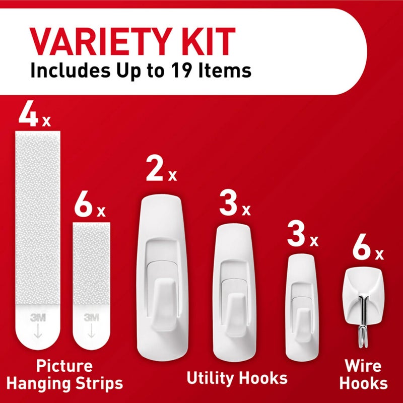 Command General Purpose Variety Kit, Various Sized Hooks, Wire Hooks, and Picture Hanging Strips to Hang Up to 19 Items, Organize Damage-Free - Image 4
