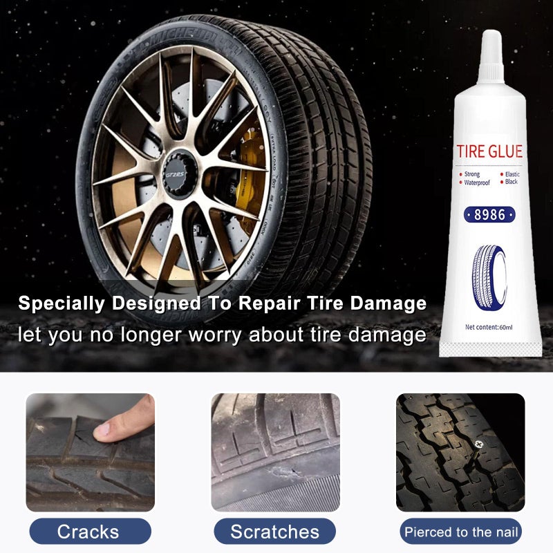 Generic kintsukuroi 120ml Tire Repair Glue, Tire Patch Glue Kit with Tire Repair Nail, 24Pcs Tire Repair Kit for Vacuum Tire Puncture Repair on Cars, Motorcycles, Trucks, and Tractors, Super Sticky  - Image 2