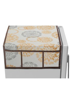 Kuber Industries Kuber Industries Rangoli Print Fridge Cover With Side Pockets|Fridge Top Cover|Refrigerator Cover|Washable Cotton Material|6 Utility Pockets (Cream)  - Image 3