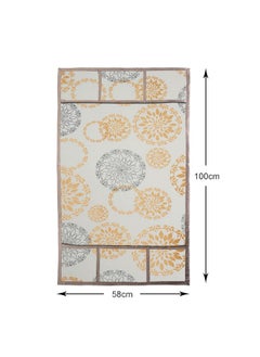 Kuber Industries Kuber Industries Rangoli Print Fridge Cover With Side Pockets|Fridge Top Cover|Refrigerator Cover|Washable Cotton Material|6 Utility Pockets (Cream)  - Image 5