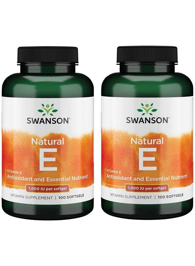 Swanson Vitamin E - Natural Vitamin Supplement Promoting Cardiovascular Health - Natural Formula Delivering Essential D-Alpha Tocopherols - (100 Softgels, 1000 IU Each) (2 Pack) - Image 1