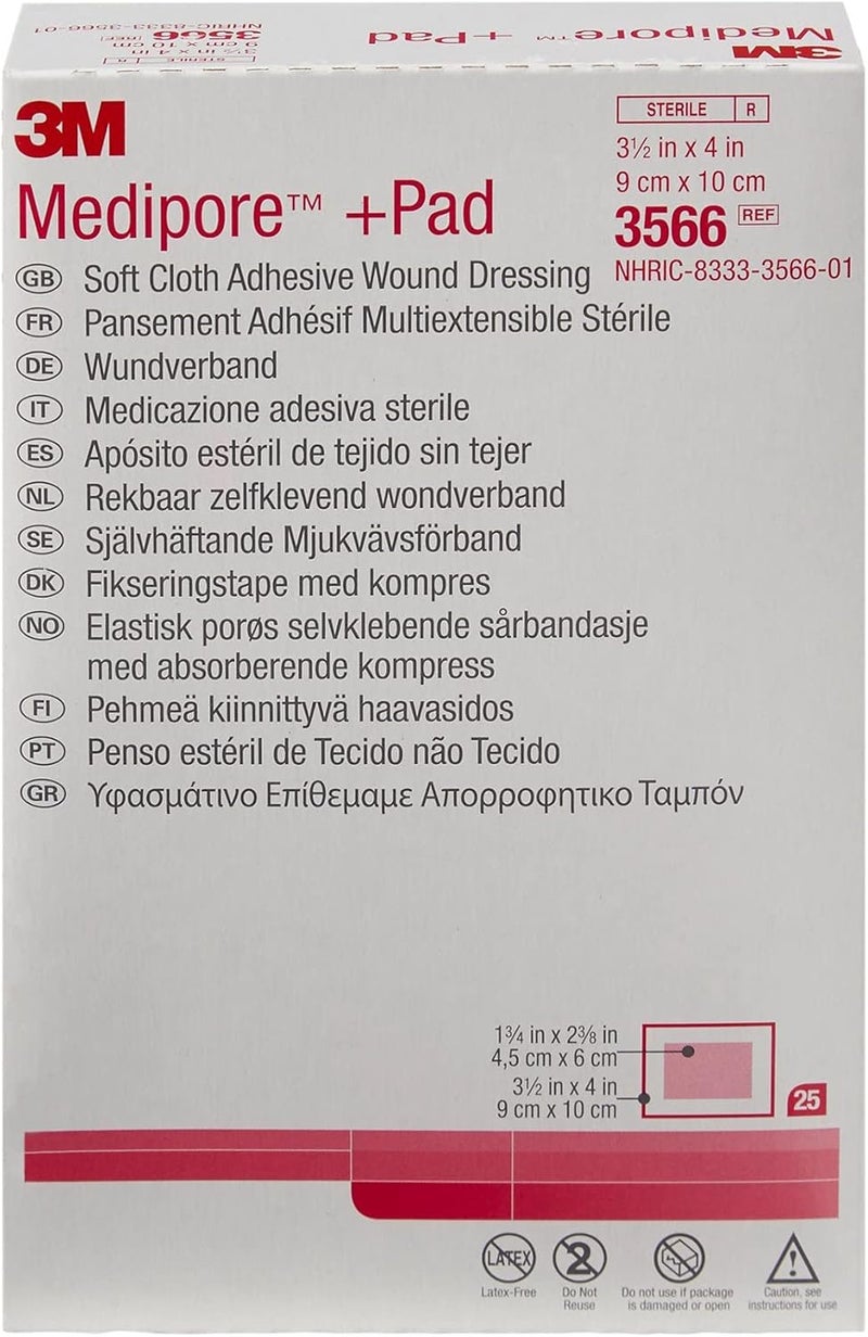 3M Medipore Sterile Composite Dressing Rectangle 312 X 4 Inch 3566 50  Box - Image 2