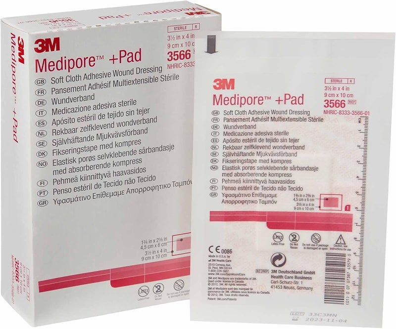 3M Medipore Sterile Composite Dressing Rectangle 312 X 4 Inch 3566 50  Box - Image 1
