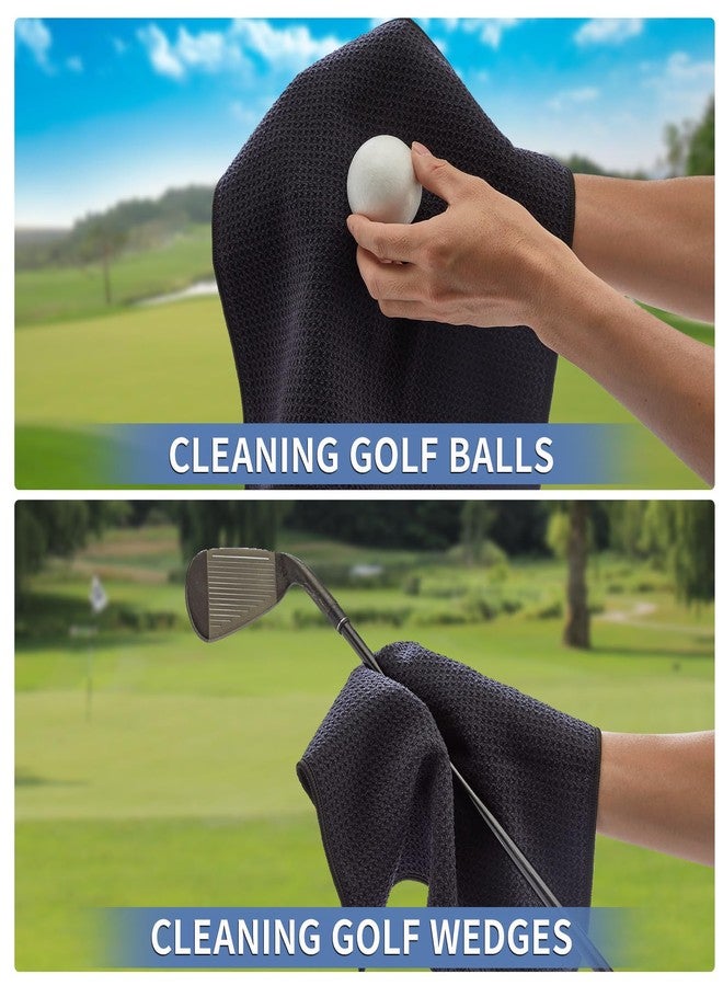 DMwespe 4 Pack Golf Towels, 11.8" X 11.8" Microfiber Golf Towel with Carabiner Clip, Waffle Pattern Golf Towels with Hook and Loop Fastener for Bag, Cleaning Towel Black/Grey/Red/Navy Blue - Image 5