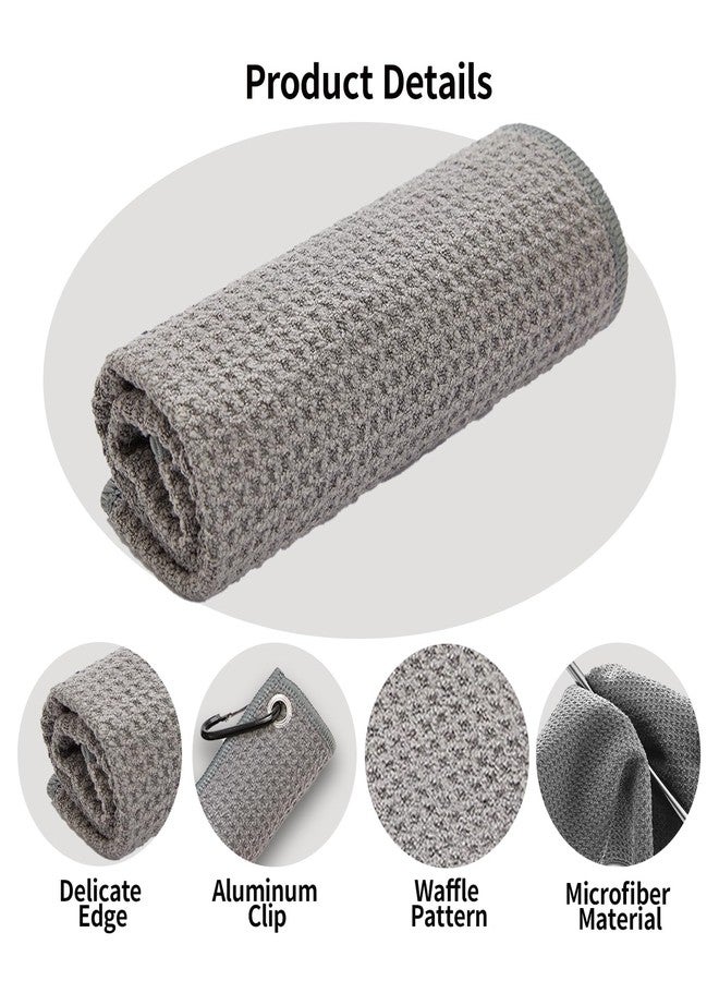 DMwespe 4 Pack Golf Towels, 11.8" X 11.8" Microfiber Golf Towel with Carabiner Clip, Waffle Pattern Golf Towels with Hook and Loop Fastener for Bag, Cleaning Towel Black/Grey/Red/Navy Blue - Image 3