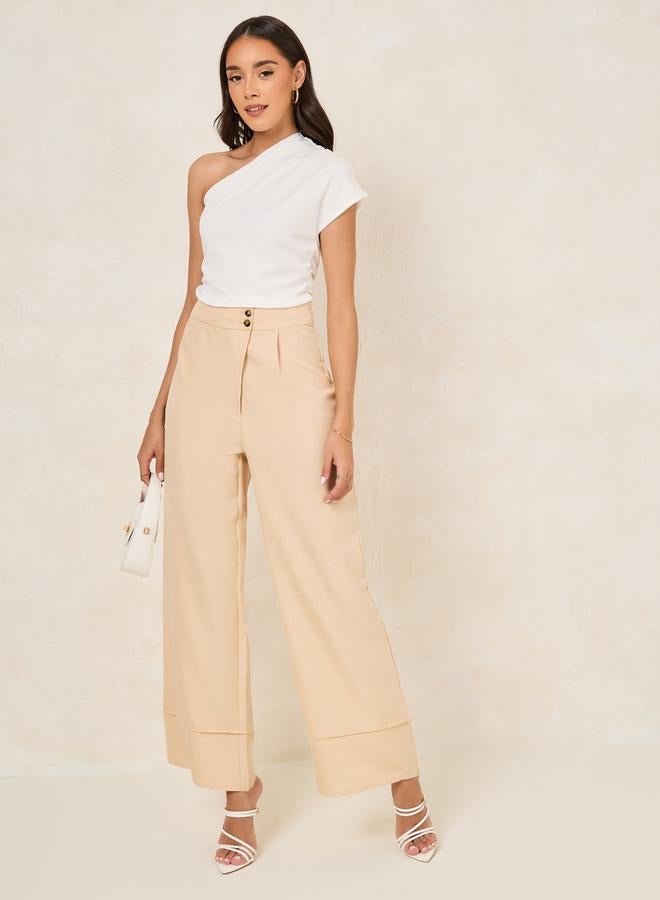 ستايلي توب كتف واحد محبوك بتفاصيل مجمعة - Image 2