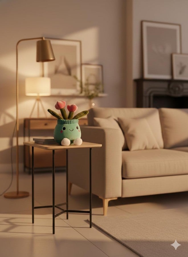 TeraaBliss Cute Plush Plant Toy with Smiling Face & Dangling Legs - Soft Stuffed Figure for Kids, Room Decor Gift (Blue + Rose) - Image 3
