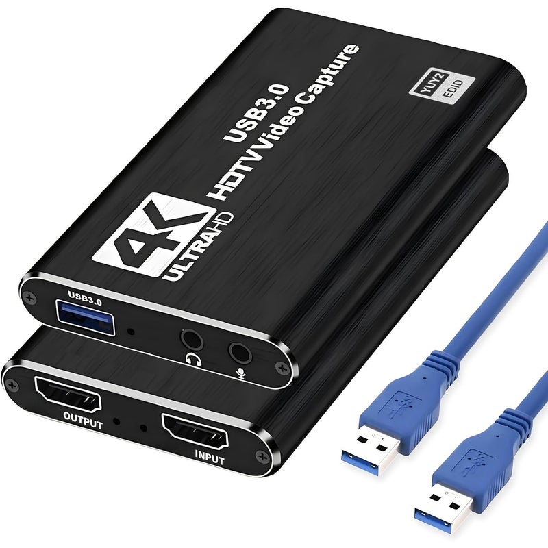 كابل 4K HDTV إلى بطاقة التقاط USB 3.0، مسجل فيديو بدقة 1080P بمعدل 60 إطارًا في الثانية، باللون الأسود، مخصص للألعاب والبث المباشر، متوافق مع PS5، PS4، Xbox، Apple TV، Skybox، Blu-ray، وشاشات HDTV - Image 5