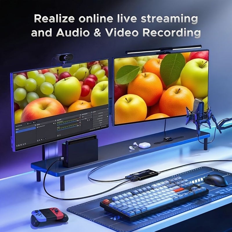 كابل 4K HDTV إلى بطاقة التقاط USB 3.0، مسجل فيديو بدقة 1080P بمعدل 60 إطارًا في الثانية، باللون الأسود، مخصص للألعاب والبث المباشر، متوافق مع PS5، PS4، Xbox، Apple TV، Skybox، Blu-ray، وشاشات HDTV - Image 2