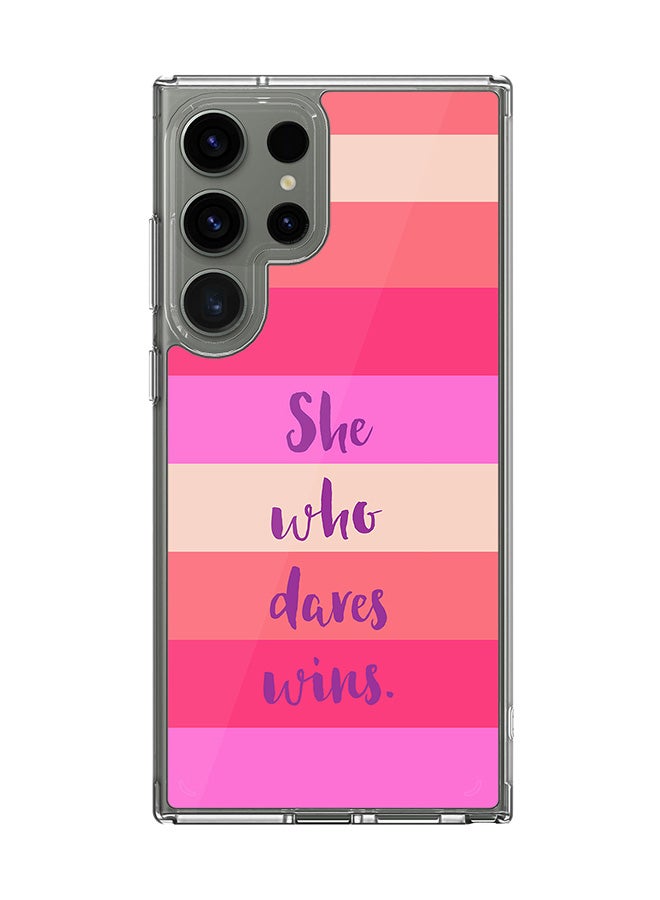 Stylizedd Classic Clear Case for Samsung Galaxy S23 Ultra , Hybrid Soft  Thin Transparent Cover [ Designed for Samsung Galaxy S23 Ultra ] - She who dares wins - Image 1