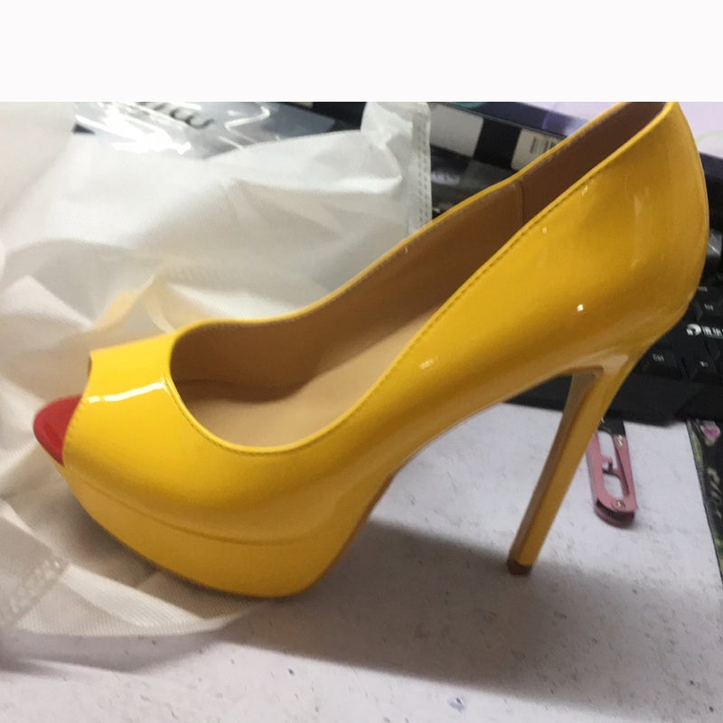 High-Quality Patent Leather Small Fish Mouth High Heel Water Platform Shallow Mouth Shoes Catwalk Women'S Shoes Large Size 46 Can Be Set Color - Image 1