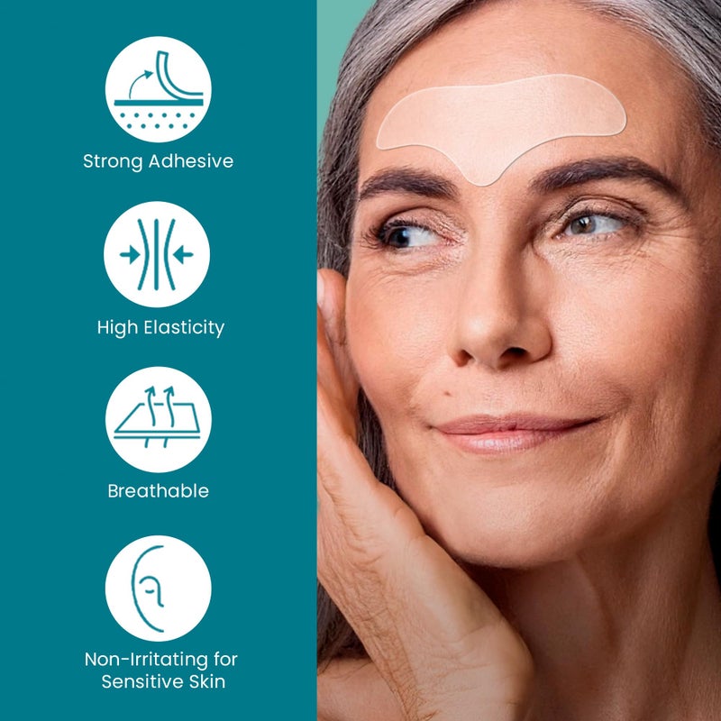NURIVE Advanced Wrinkle Patches 20ct Smile Line, Frown Line Wrinkle Patches for Facial Korean Skin Care Face Wrinkle Tape Invisible Overnight with Retinol & Collagen (Large (Forehead)) - Image 3