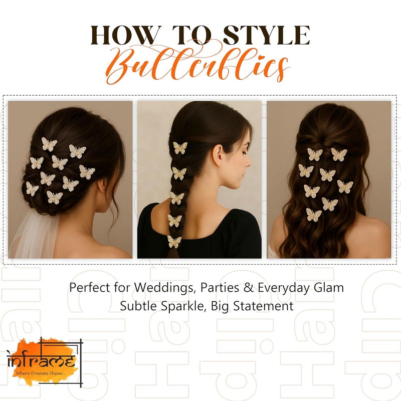 INFRAME Hair Clip (Pack Of 12 Pieces) Stick On Hair Clip/Pin Accessories for hair decoration. Stylish Hair Accessories for Women & Girls | Gold Finish Bridal & Party Hair Clips (D-2 (Silver)) - Image 4