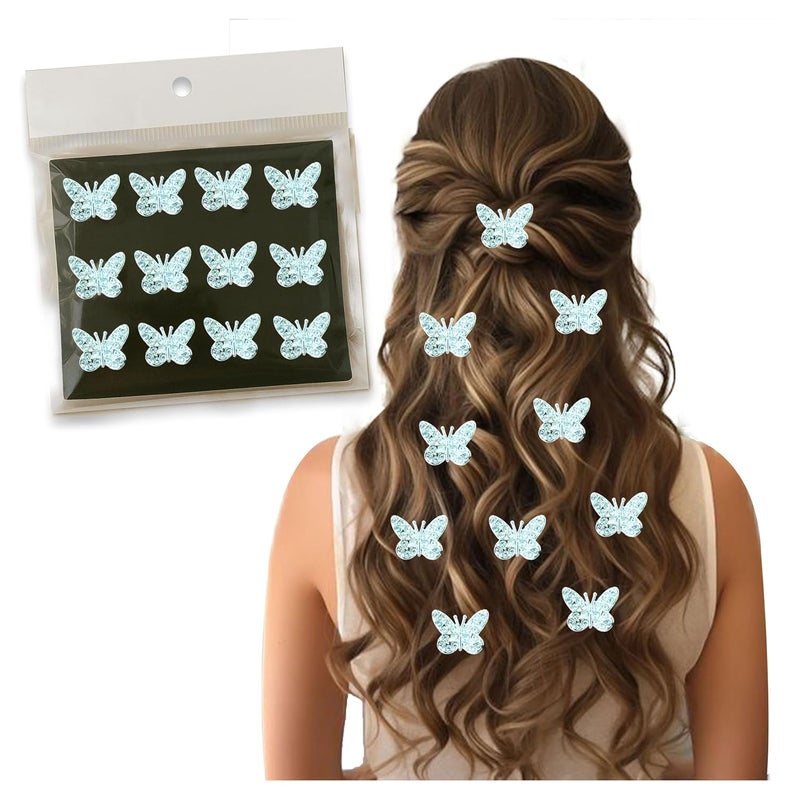 INFRAME Hair Clip (Pack Of 12 Pieces) Stick On Hair Clip/Pin Accessories for hair decoration. Stylish Hair Accessories for Women & Girls | Gold Finish Bridal & Party Hair Clips (D-2 (Silver)) - Image 1