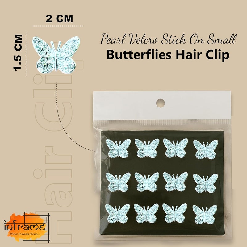 INFRAME Hair Clip (Pack Of 12 Pieces) Stick On Hair Clip/Pin Accessories for hair decoration. Stylish Hair Accessories for Women & Girls | Gold Finish Bridal & Party Hair Clips (D-2 (Silver)) - Image 2
