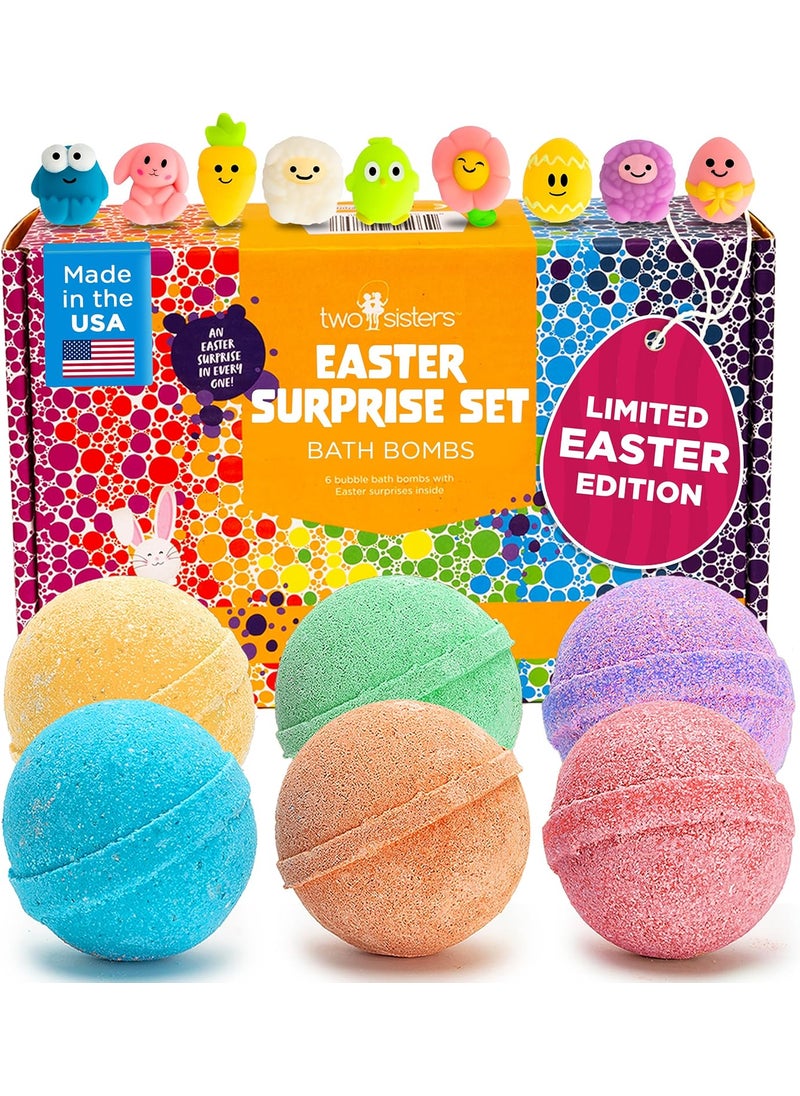 Two Sisters - Easter Bath Bombs for Kids with Surprise Toys Inside 6 Pack  Easter Basket Stuffers for Boys and Girls  Large Spring Bubble Bomb USA Made Incredible Fragrances  Colors by Two Sisters - Image 1