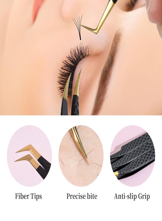 ANNAFRIS Lash Tweezers for Eyelash Extensions,Precision Fiber Tip for Volume Eyelash Extensions,Lash Extension Tweezers for Easy Application and Removal-A01+02+04+09+10 - Image 2