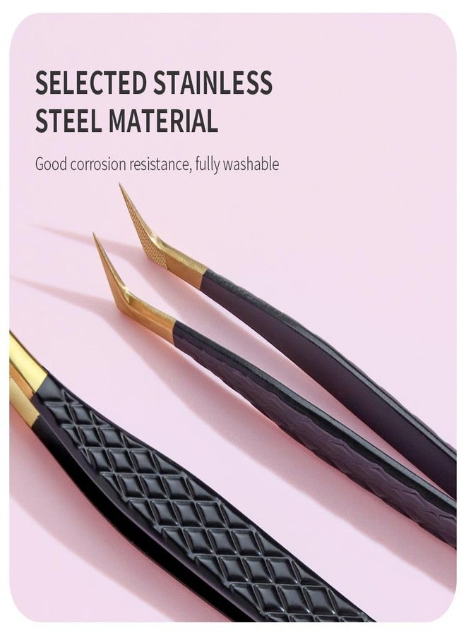 ANNAFRIS Lash Tweezers for Eyelash Extensions,Precision Fiber Tip for Volume Eyelash Extensions,Lash Extension Tweezers for Easy Application and Removal-A01+02+04+09+10 - Image 4