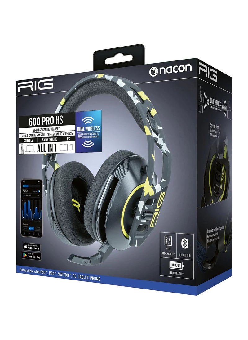 PlayStation RIG 600 PRO HS Wireless Gaming Headset Camo Yellow Edition Multi-Platform - Bluetooth & 2.4GHz Dual Wireless  - Image 1