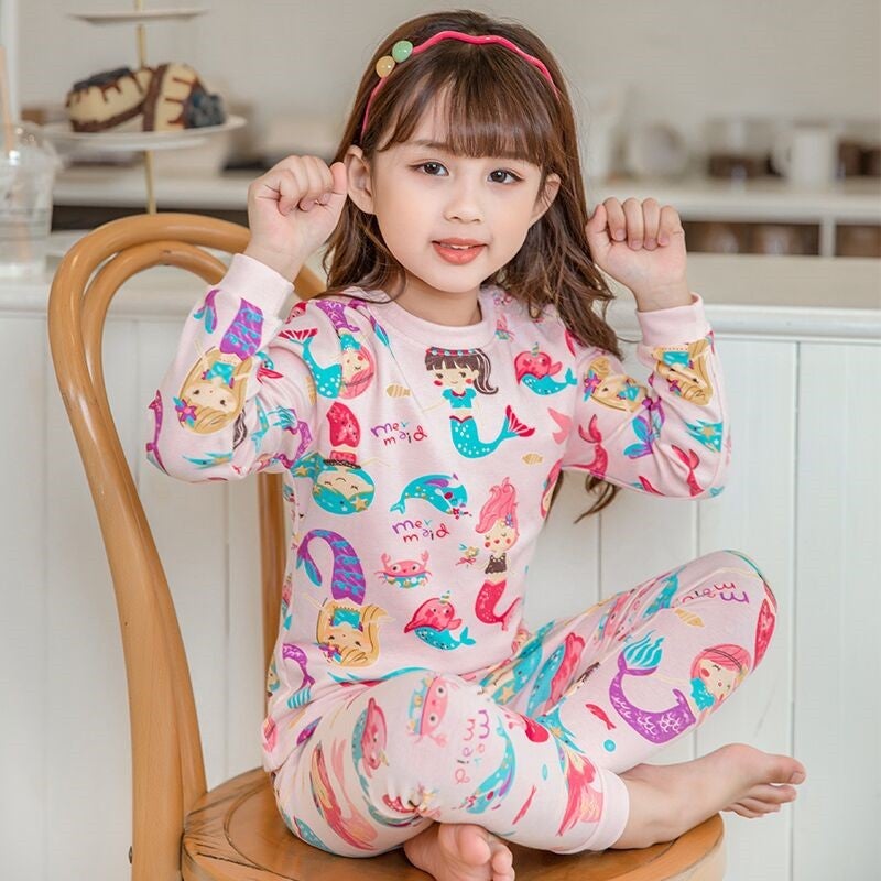 Girls Cotton Mermaid Pajama Set Pink [Mermaid]] 