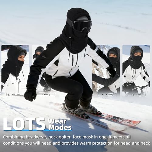 MVPTOO Ski Mask Balalclava Windproof Face Mask Warm Fleece Neck Cover for Cold Weather Helmet Hood for Men & Women (Black 2pcs) - Image 5