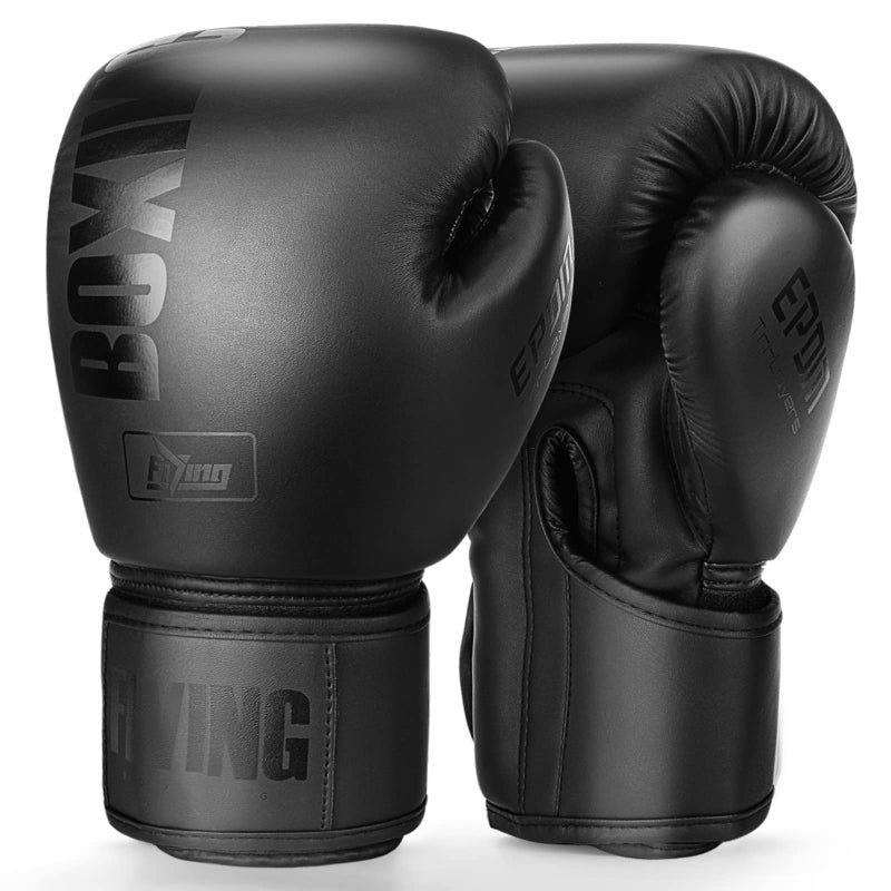 FIVING Boxing Gloves for Men and Women Suitable for Boxing Kickboxing Mixed Martial Arts Muay Thai MMA Heavy Bag Fighting Training (Black, 14oz) - Image 1