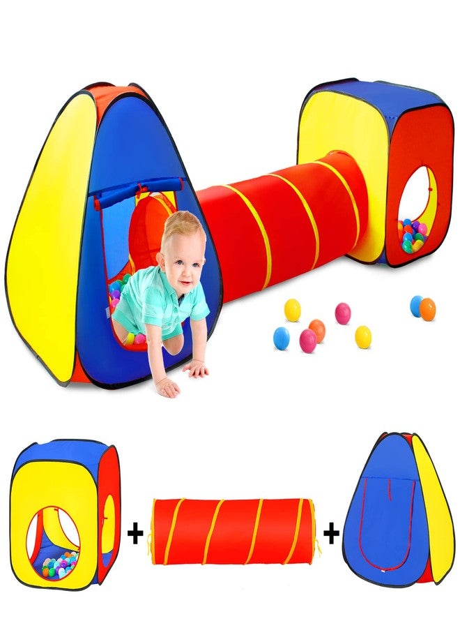 Moncoland Kids Play Tent with Ball Pit+Crawl Tunnel+Castle Tent, Pop Up Toddlers Playhouse for Boys and Girls Gift, Collapsible Children Play Tent Toy Indoor and Outdoor Games (Colorful Fort) - Image 1