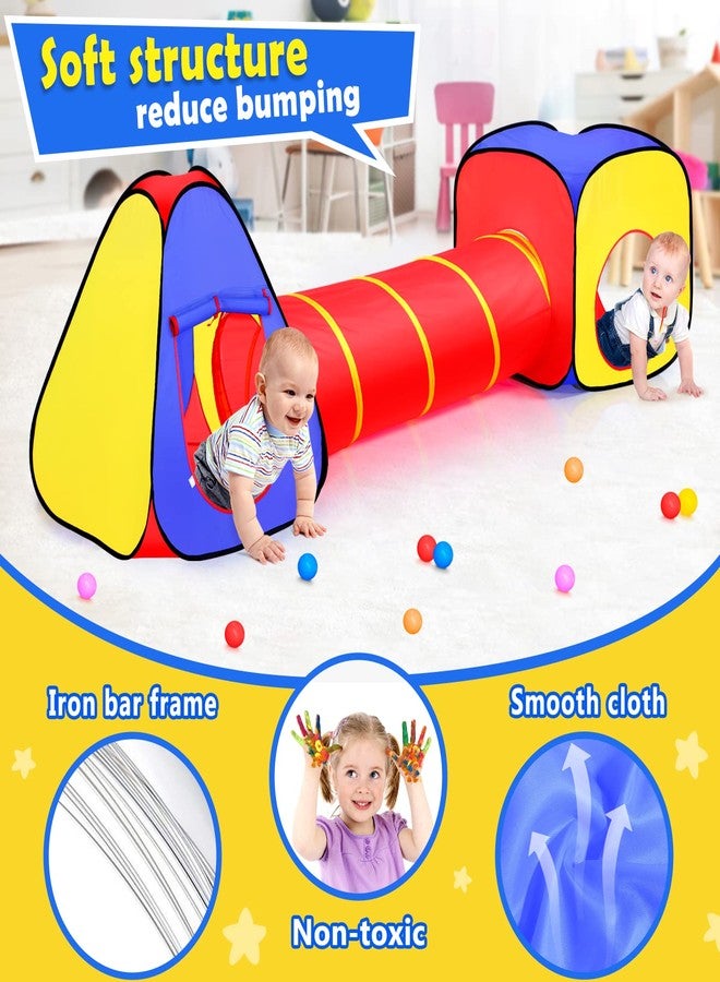 Moncoland Kids Play Tent with Ball Pit+Crawl Tunnel+Castle Tent, Pop Up Toddlers Playhouse for Boys and Girls Gift, Collapsible Children Play Tent Toy Indoor and Outdoor Games (Colorful Fort) - Image 4