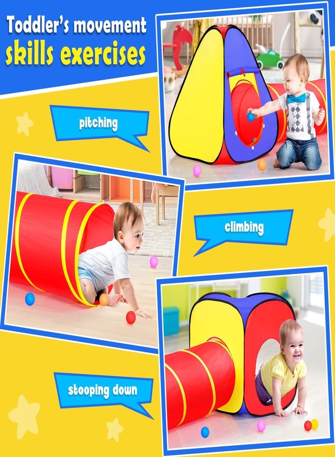 Moncoland Kids Play Tent with Ball Pit+Crawl Tunnel+Castle Tent, Pop Up Toddlers Playhouse for Boys and Girls Gift, Collapsible Children Play Tent Toy Indoor and Outdoor Games (Colorful Fort) - Image 2